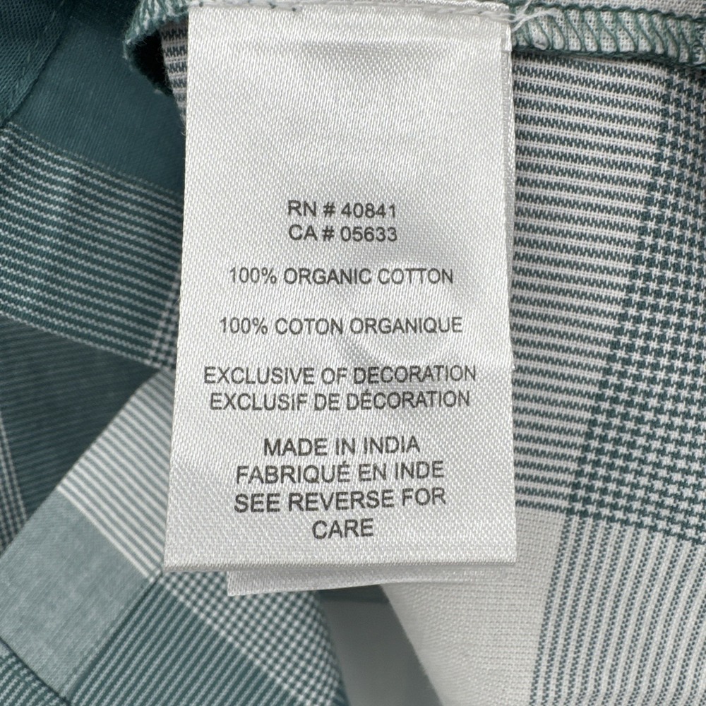 Old Ranch Brands Teal White Plaid Organic Cotton Tank Top Button Down Shirt XL - Picture 5 of 11